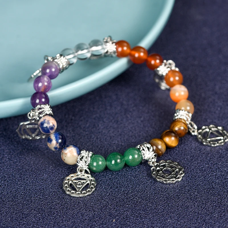 

7 Chakra Bead Pendant Bracelet