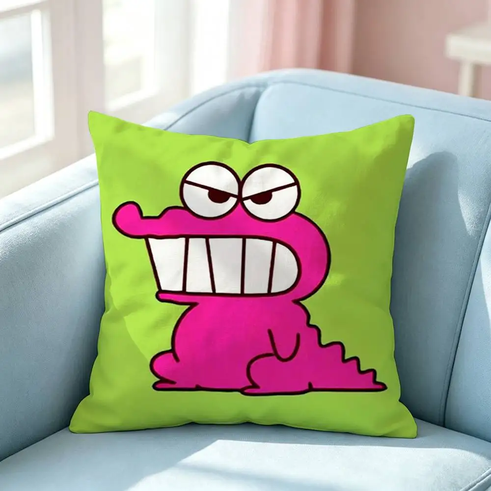 Grumpy Crocodile Cartoon Pillow Case Square Double-Sided Sofa Cushion Cover Bedroom Bedside Pillow