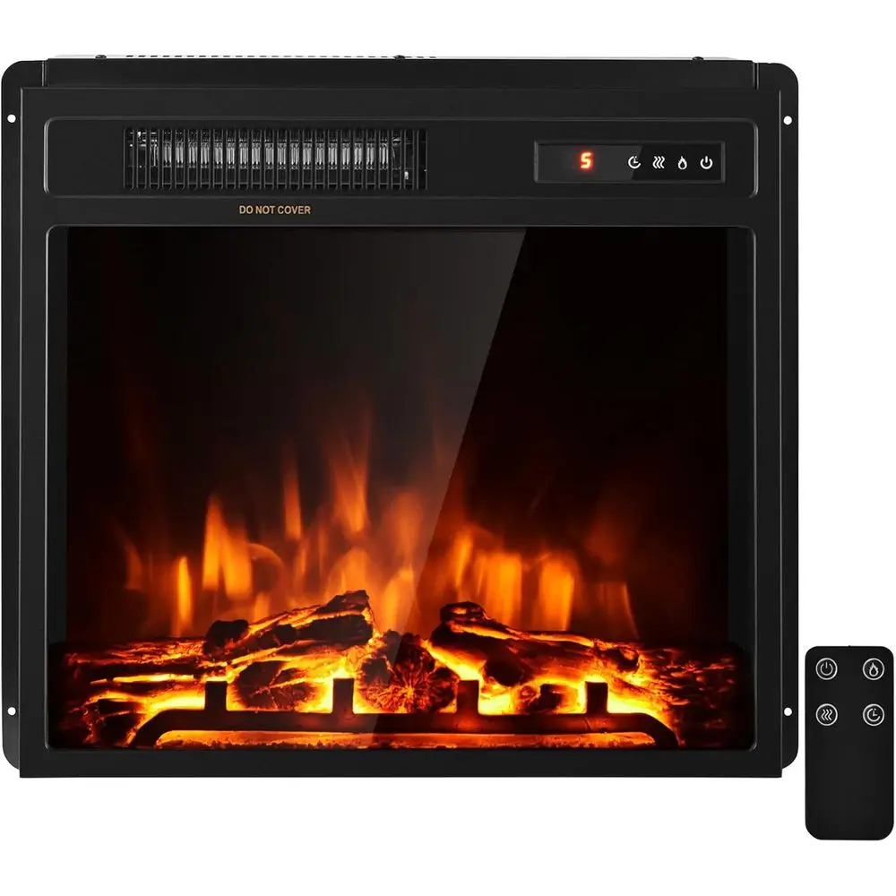 

18-Inch 1500W Electric Fireplace Insert with Remote, Adjustable Flame and Heat, 9-Hour Timer for Indoor Home Use