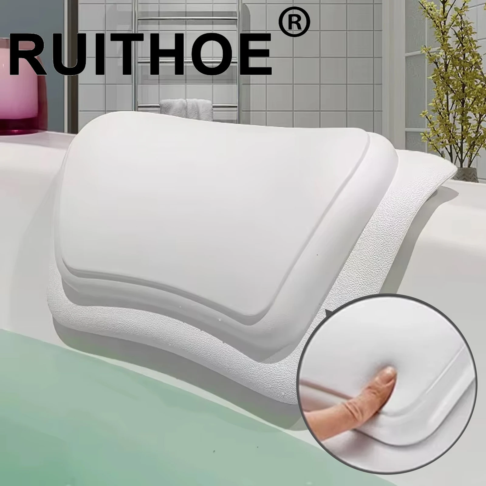 Soft Bath Pillow Neck Holder Non-slip Bathtub Headrest Waterproof with Suction Cups Easy To Clean Bathroom Accessories
