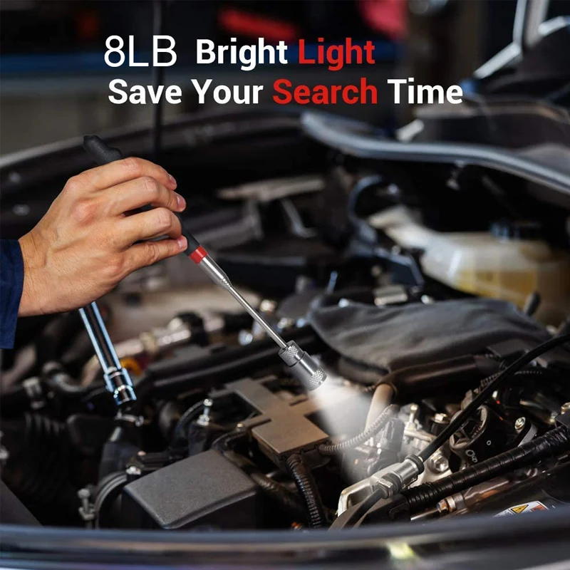 1.5LB~20LB Telescoping Magnetic Pick Up Tool Extend 495~795mm Telescopic Magnet Stick Wand For Sink Drains Mechanic Automotive