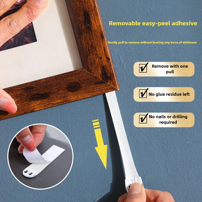 

Easy-pull Adhesive, Removable Photo Frame Glue, Decorative Painting Fixing Hook, Nail-free Strong Traceless Double-sided Tape