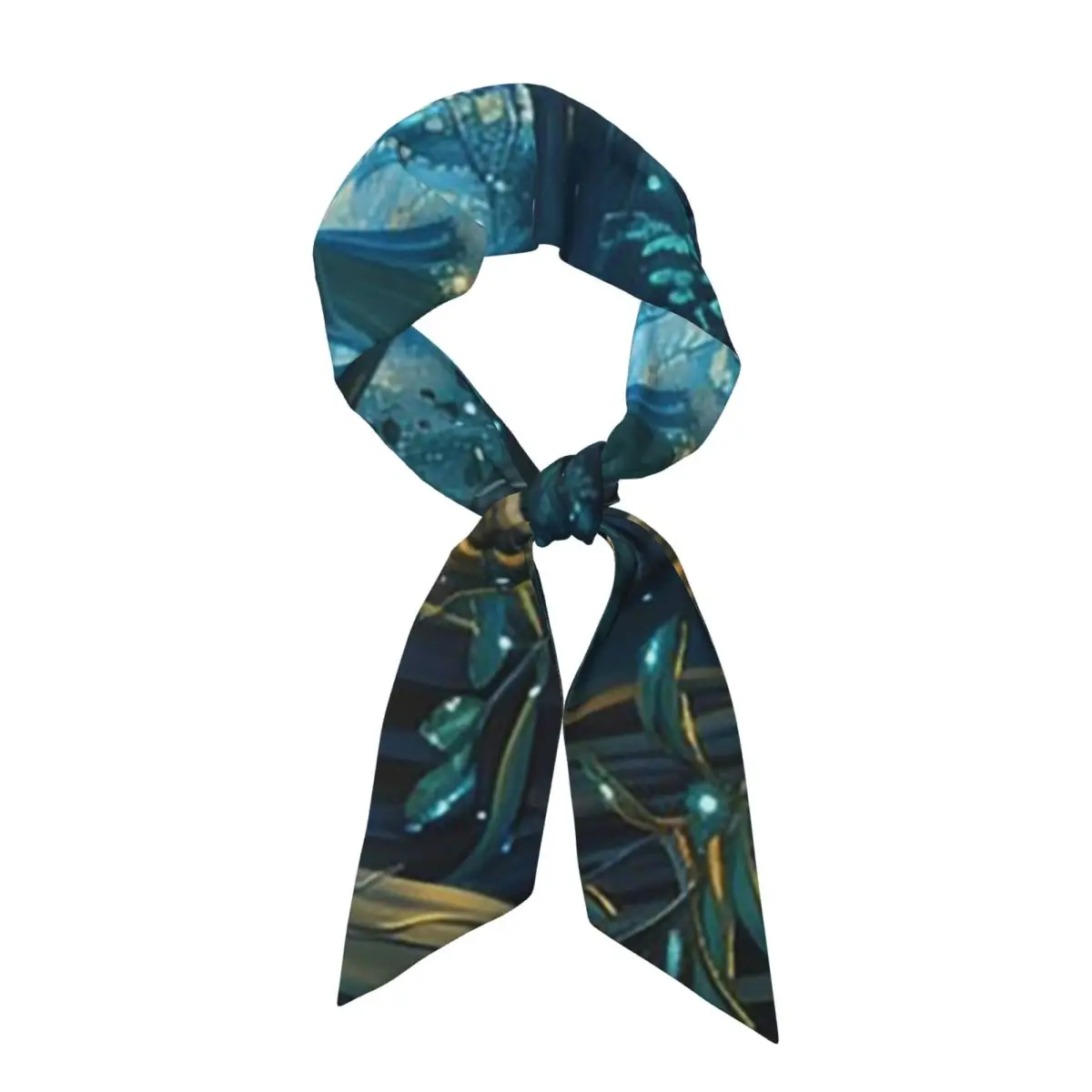 Enchanted Forest Design With Glowing Women Long Narrow Scarf Soft Skinny Scarf Multi-use Neck Head Wrap for Office Daily Party