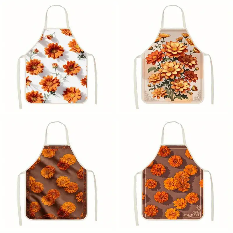 

Фартуки с цветочным узором, льняные фартуки, подходящие для приготовления пищи на кухне, общения родителей и детей, рисования и других мероприятий.