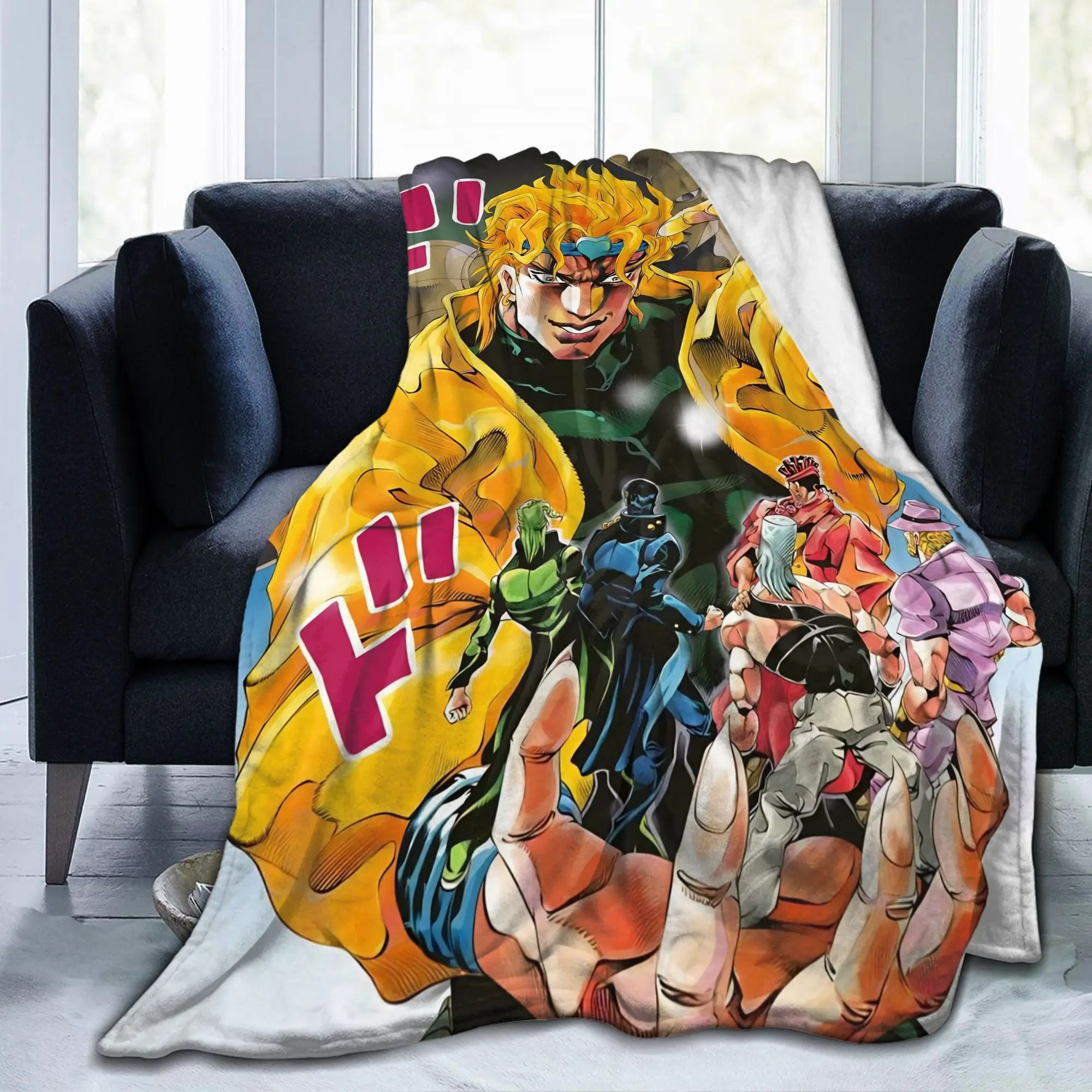 J-JoJos Bizarre Adventure Manga  Blanket Fleece All Season Portable Super Soft Throw Blanket for Bed Outdoor Bedspread