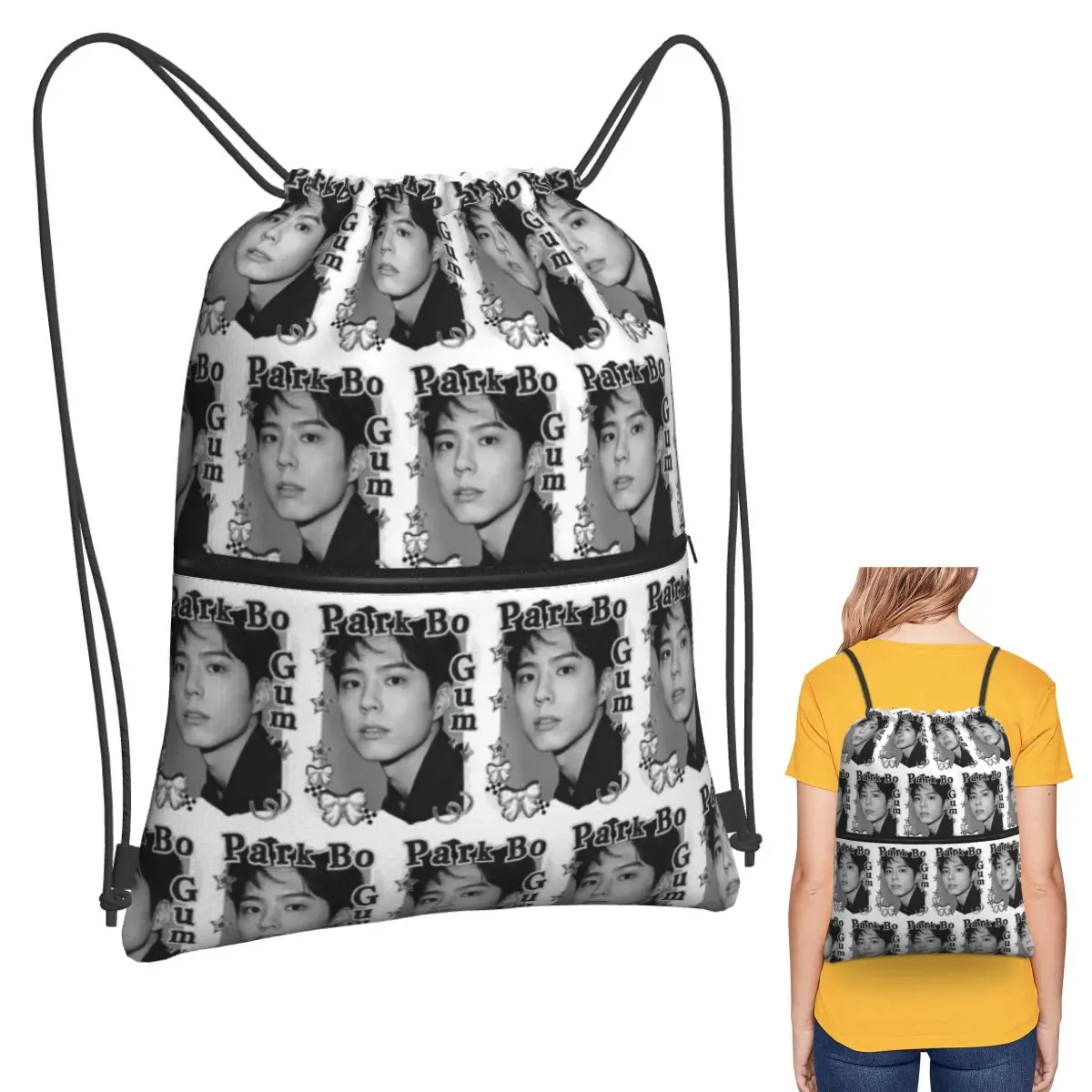 

Рюкзаки Park Bo Gum Kpop, повседневные сумки на шнурке с карманами для мелочей, сумки для книг для мужчин и женщин, школьные сумки