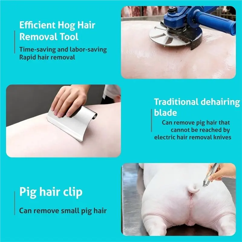 Retail Efficient Bristle Removal Tool-3-Piece Stainless Steel Hog Hair Scraper Set For Cleaning Stubborn Residue