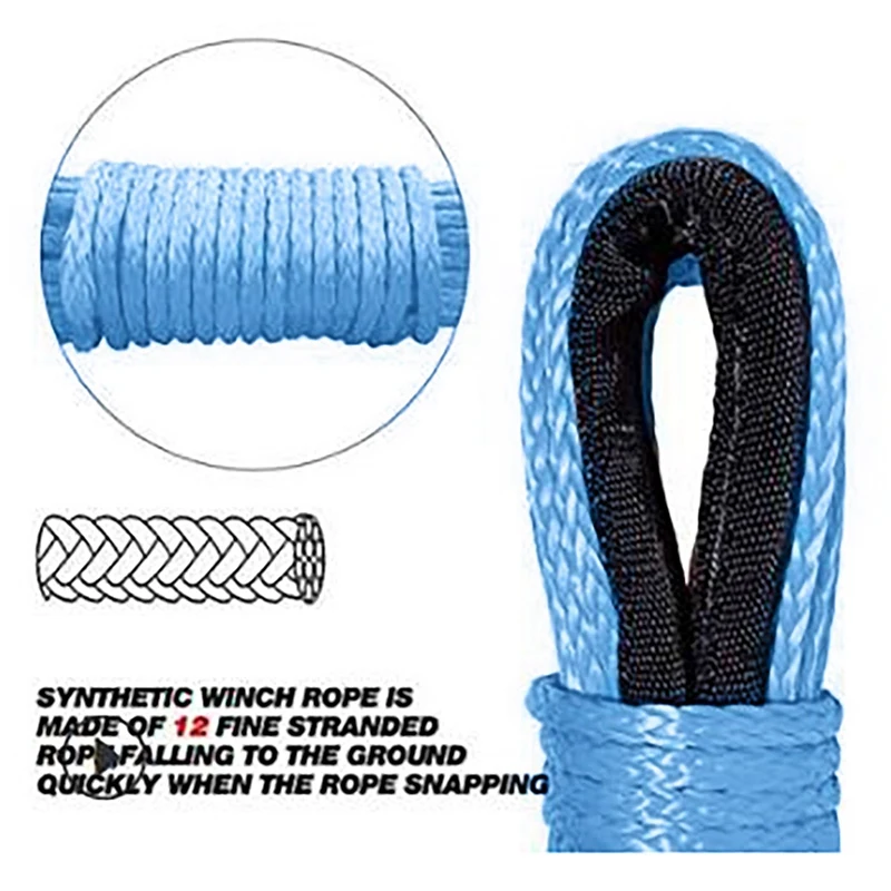 3X 7700Lbs Electric Winch Rope Nylon Rope High Strength Fiber Rope 6Mmx15m Car Trailer Rope Trailer Belt