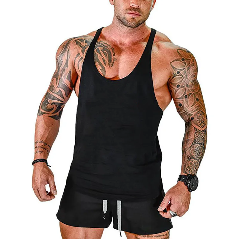 2024 Summer Y Back Men Clothing Tank Tops Black White Gray Gym Singlets Sleeveless Fitness Men Vest Casual Bodybuilding Vest New