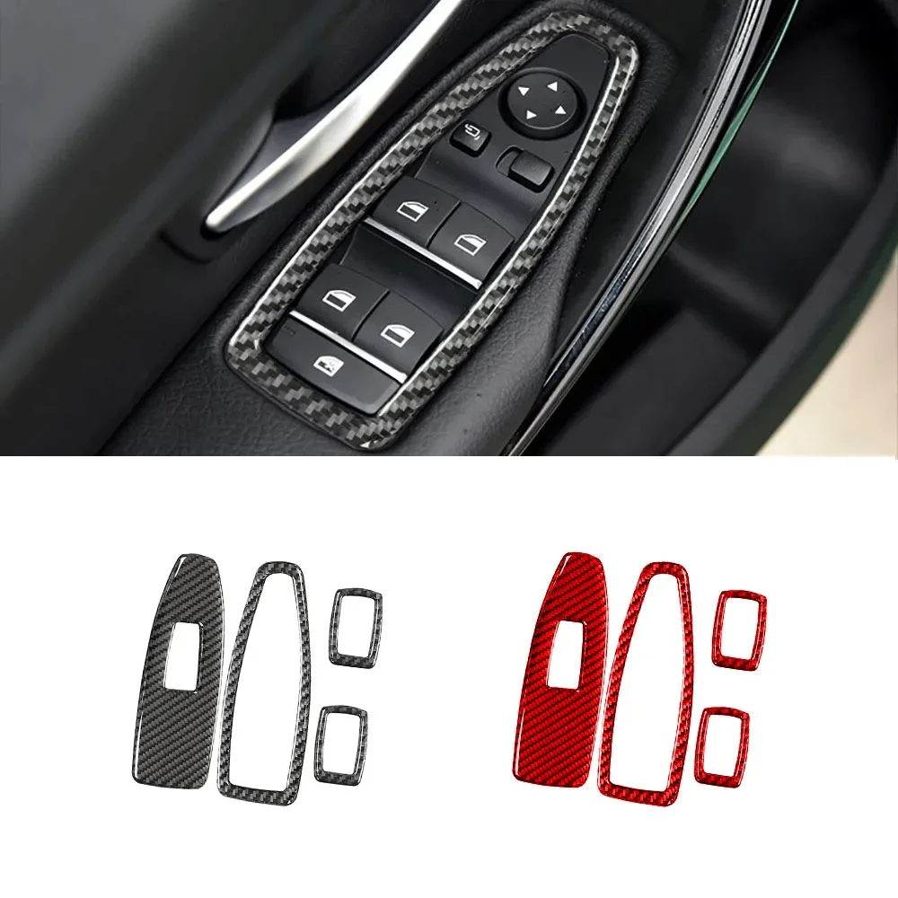 

For BMW 3 Series F30 F34 F20 F21 3gt E90 2013-2019 Carbon Fiber Car Window Up Lifting Button Decorative Sticker Auto Accessories