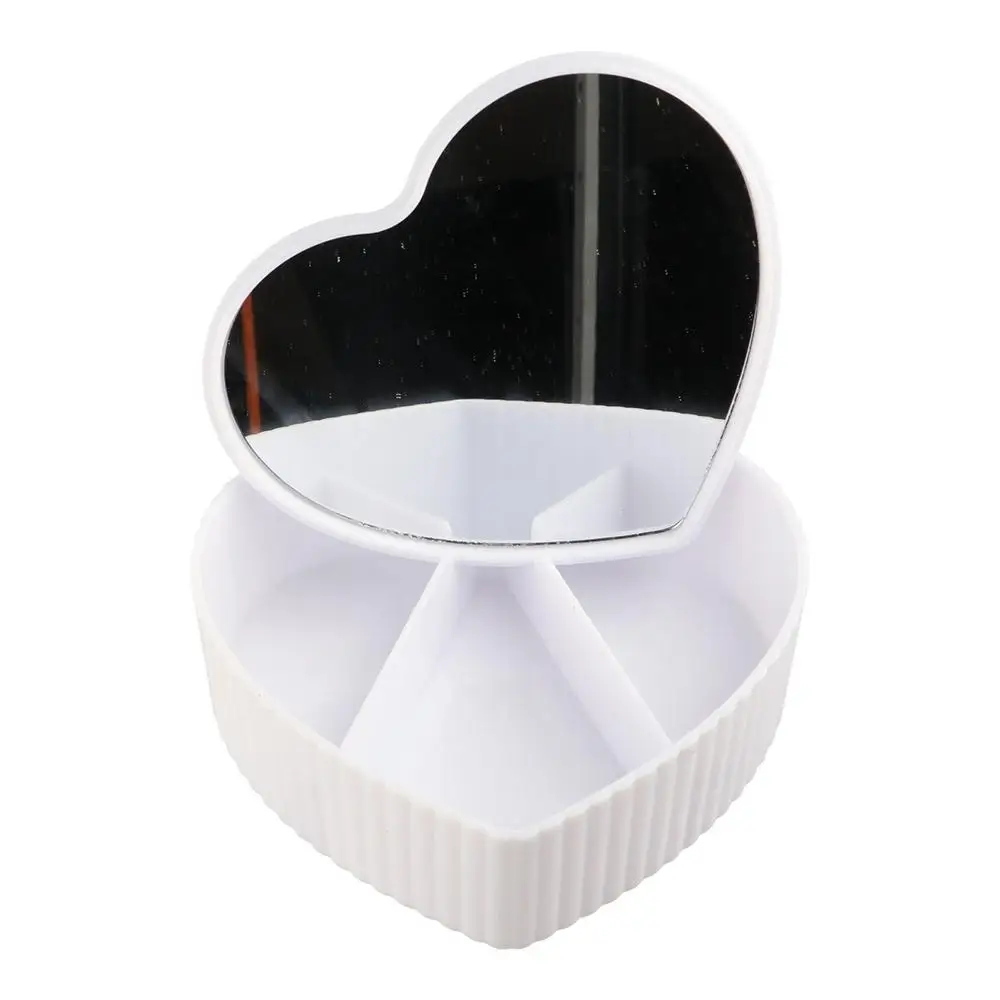 

Simple Heart-shaped Jewelry Packing Bag Divided with Mirror Jewelry Organizer Necklace Holder Storage Case Vacation