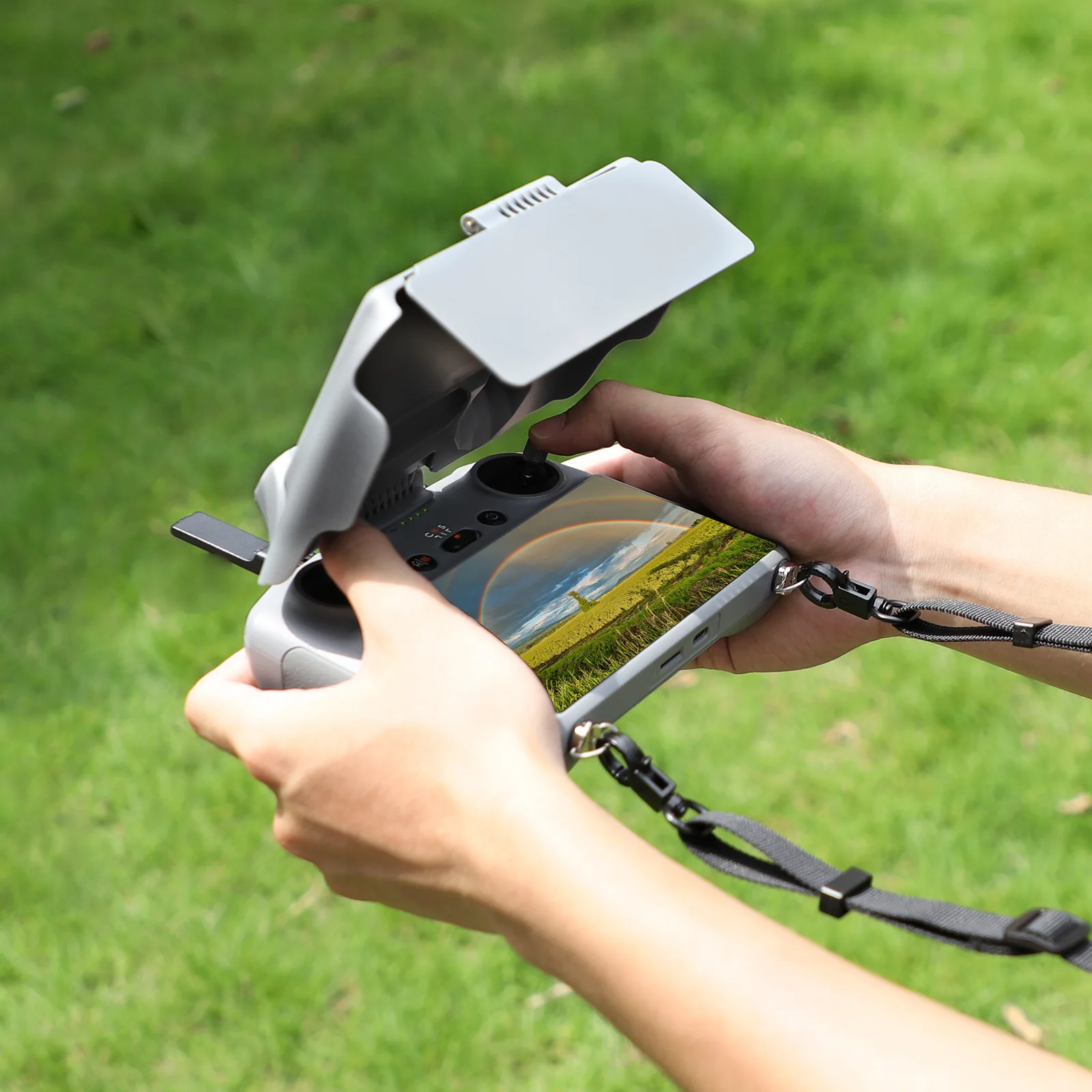 غطاء حماية وحدة التحكم 2 في 1 من VOLODYMYR - واقي عصي التحكم وغطاء مظلة الشمس لـ DJI RC 2/1 Air 3 & Mini 3 Pr