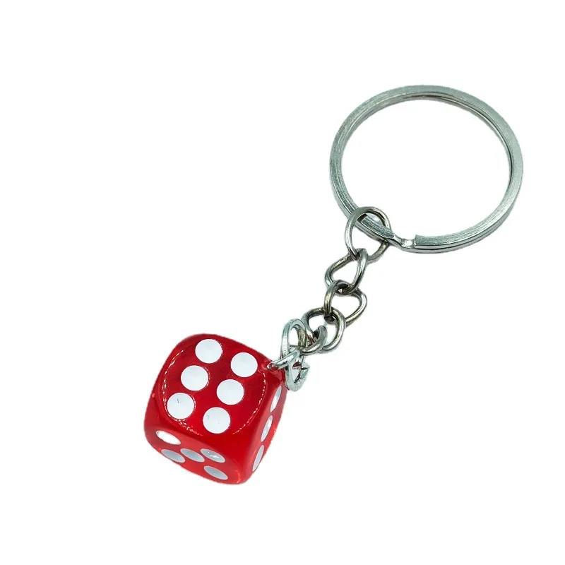 Simulation Color Dice Keychain Resin Solid Color Three-Dimensional Mini Mahjong Dice Pendant Jewelry Accessories