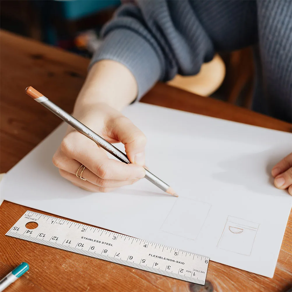 

3pcs Soft Rulers 15cm Student Drawing Stainless Steel Colored Straight Edges Metal Scale Rulers Kids Portable Metal Scale