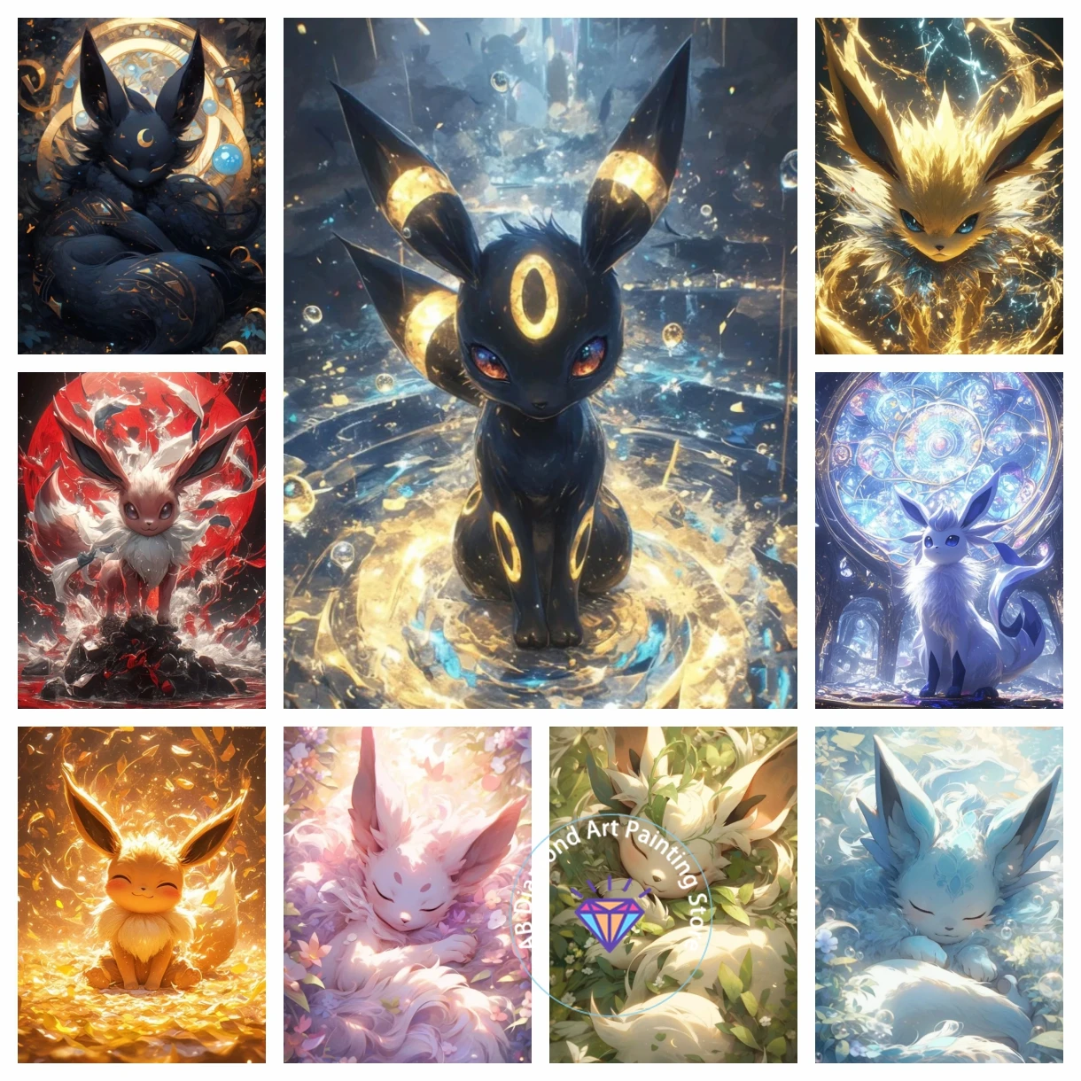 

Japanese anime AB diamond painting kit Pokemon Eevee embroidered diamond DIY mosaic home decoration children's gift