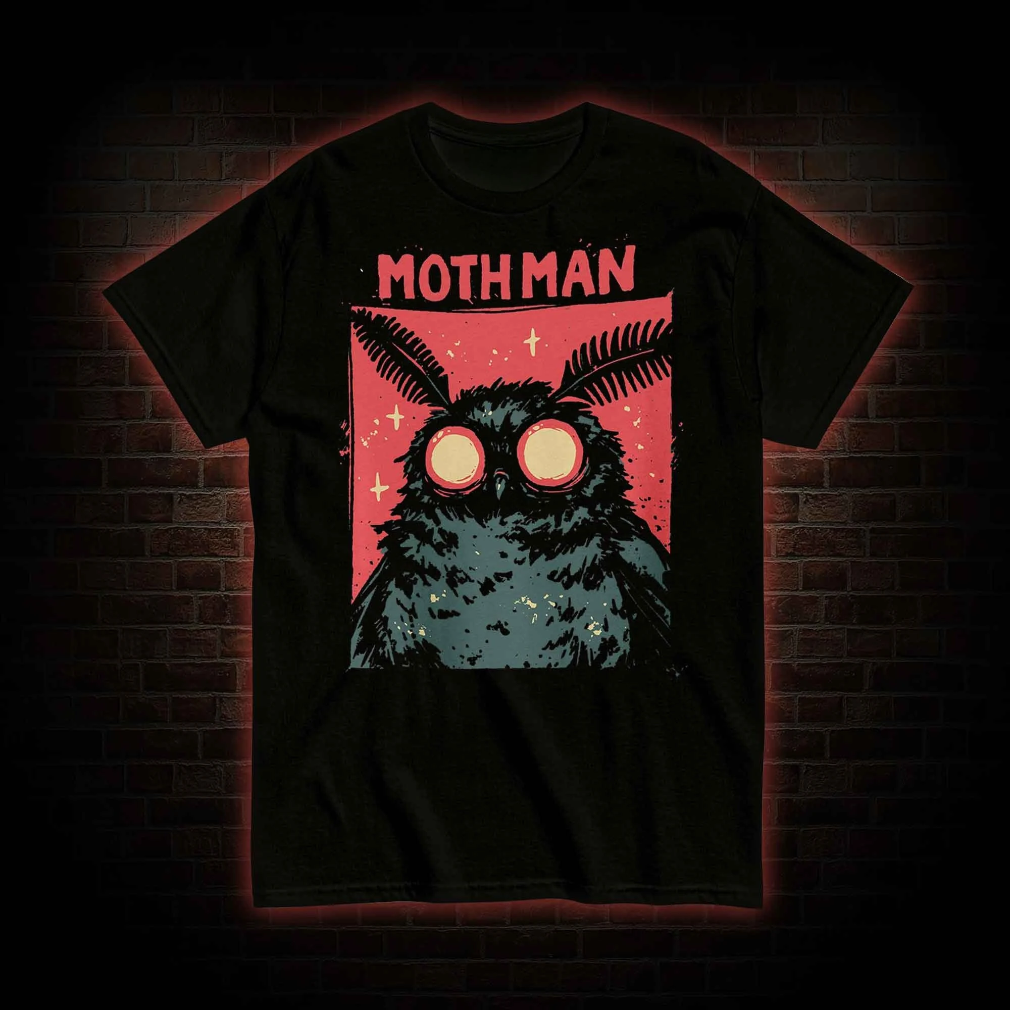 Mothman T-Shirt Men's Vintage Cryptid Print Classic West Virginia Fan Cute Mothman Graphic Short Sleeve Casual Summer Top - view 2