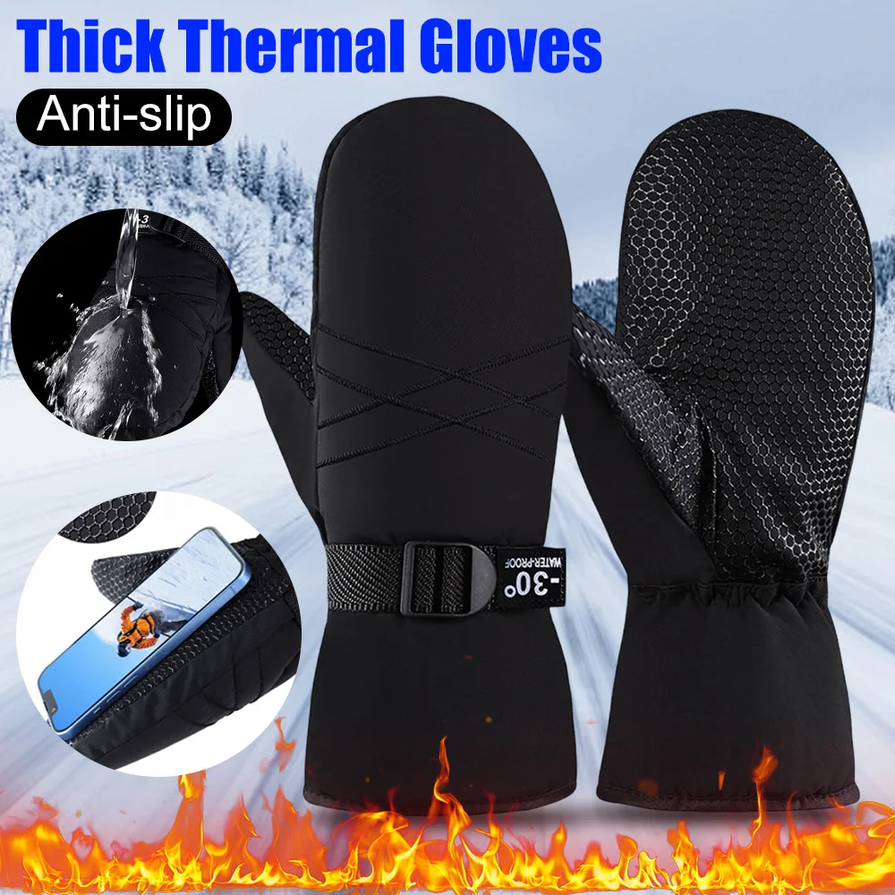

Skiing Mittens Waterproof Snow Gloves Winter Thermal Thick Warm Gloves Windproof Snowboarding Skiing Gloves for Men and Women