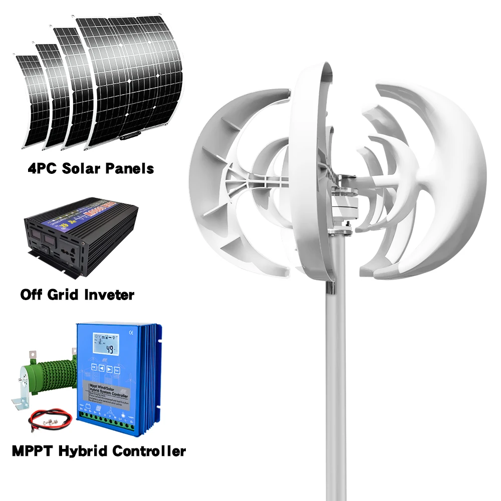 Snelle levering van 5000W 24V 48V verticale windturbine Huishoudelijk geluidsarm en efficiënt zonnecelsysteem in Polen