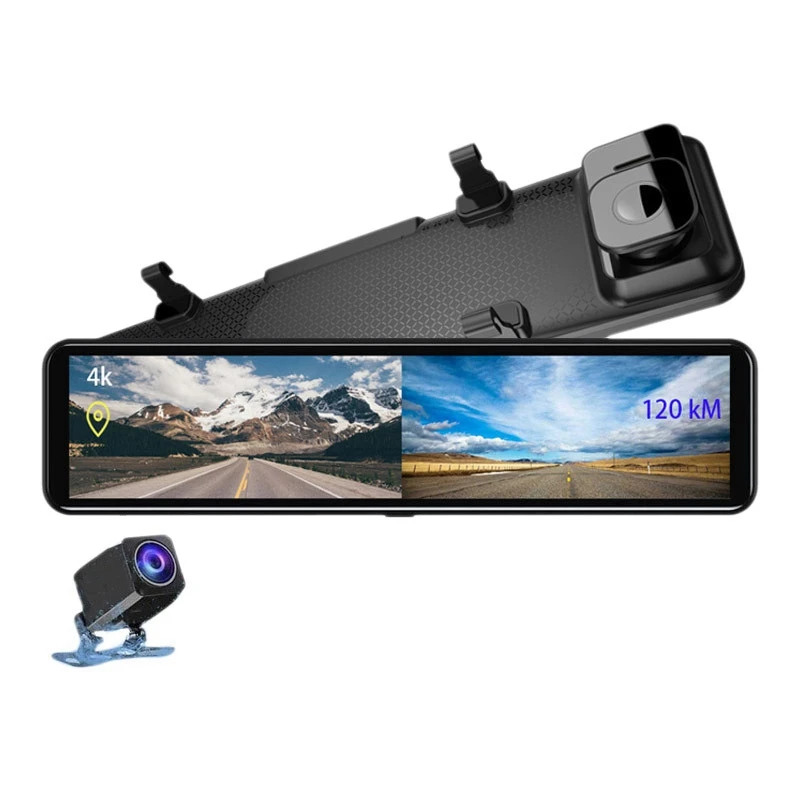 12 Inch Dash Cam 4K Ultra HD 2160P IMX415 Rearview Mirror Dual Lens Dashcam Front And Rear Car DVR Dash Camera