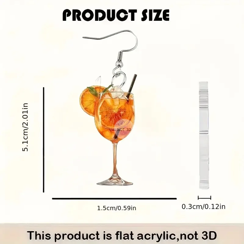 2D Flat Acrylic Orange Juice Dangle Earrings for Women Simple Creative Fashion Fresh Summer Festival Earrings Party Jewelry - view 6