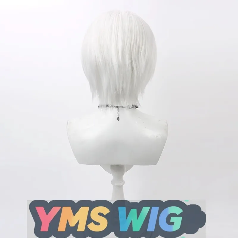 【YMS WIG】에너지 넘치는 소녀 운명의 신 바웨이 코스프레 가발 현실적인 두피 화이트 숏 헤어 재고 있음