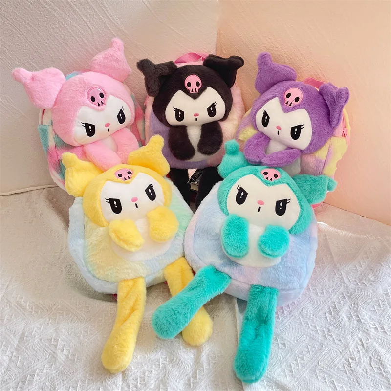 Mochila de peluche Sanrio Purple Kuromi para niños, muñeco de peluche para niñas, regalos de cumpleaños, 30cm