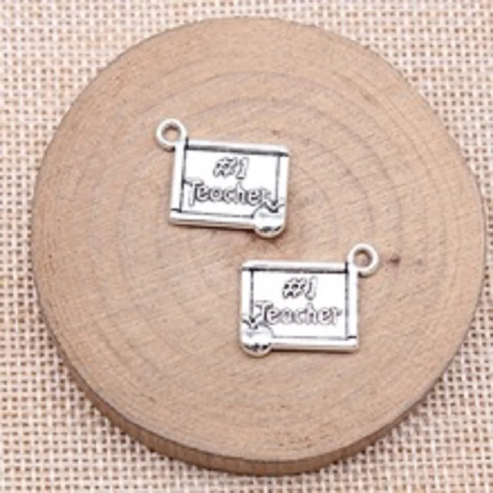 10Pcs/Lot Charms #1 Teacher Apple 17x20mm Tibetan  Silver Color Pendants Antique Jewelry Making DIY Handmade Craft