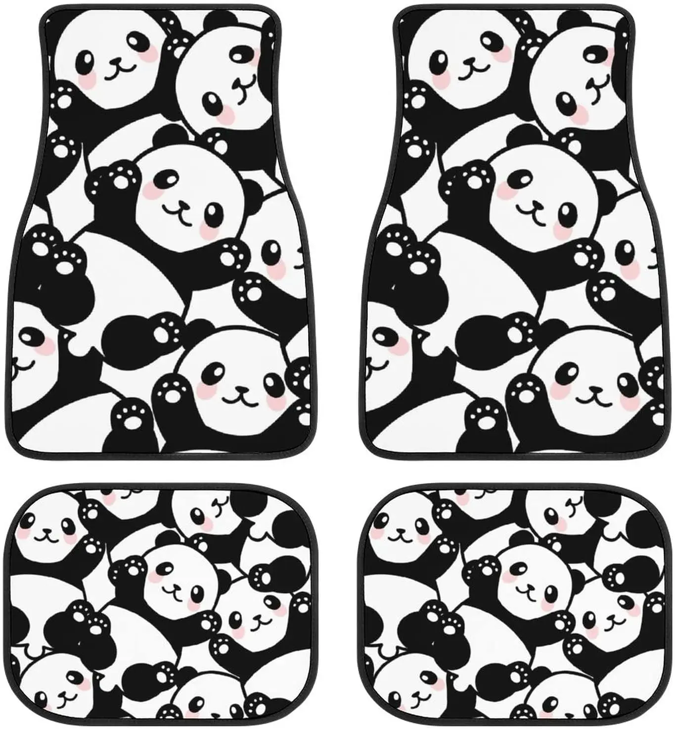 Funny Panda Face Automotive Car Floor Mats Protection Carpet Decorative Pad for SUV Truck Vans Set of 4