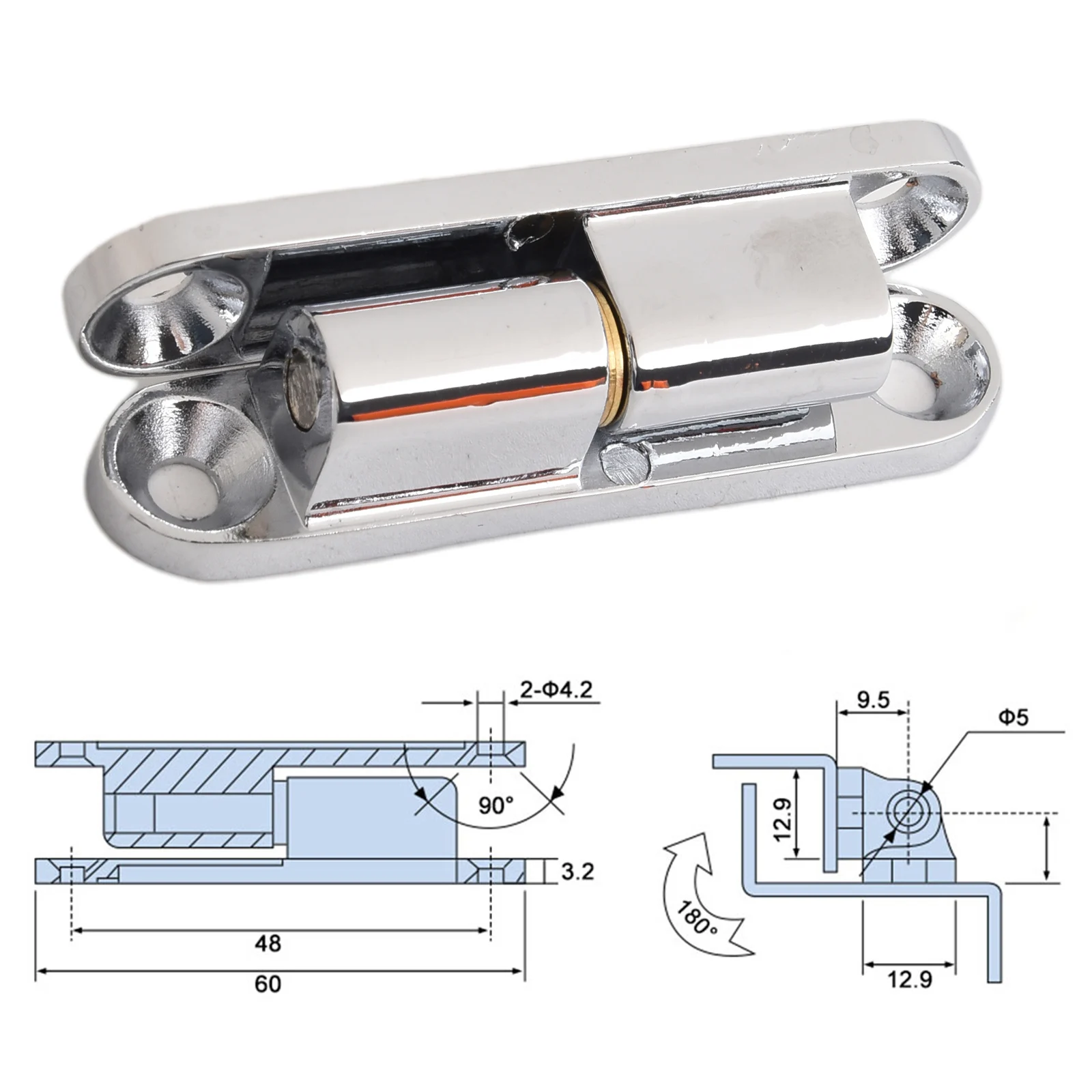 Detachable Hinge Industrial Electrical Box Cabinet Door Hinge Zinc Alloy Silver Cupboards 180 Degrees Hinge Furnitures