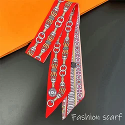 Korean Summer New Luxurious Check Female Decoration Twill Long Ribbon Binding Bag Silk Ribbon Hair Belt Hot Selling Small Scarf