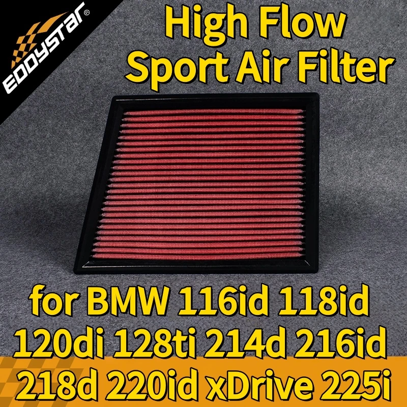 

High Flow Sport Air Filter for BMW 116id 118id 120di 128ti 214d 216id 218d 220id xDrive 225i xe Washable Racing Intake Filters