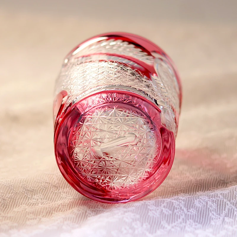 Edo Kiriko Стеклянное стекло ручной работы с розовой совой, классический японский стиль, бессвинцовое стекло, кристалл, чистое стекло ручной работы, розовое