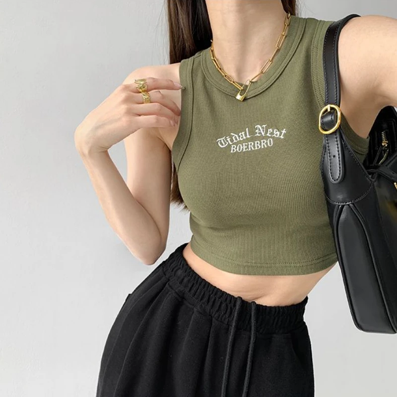 Hotsweet Solid Color Sense of Design Sleeveless Vest Woman Summer Spicy GirlSummer Fashion Trend Casual Comfy Short Top Harajuku