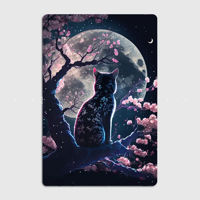 Cat Cherry Blossom Japan  Exquisite Plaques Featuring ，Great Addition To Your Home and Bar Decor，Easy and Convenient To Mount