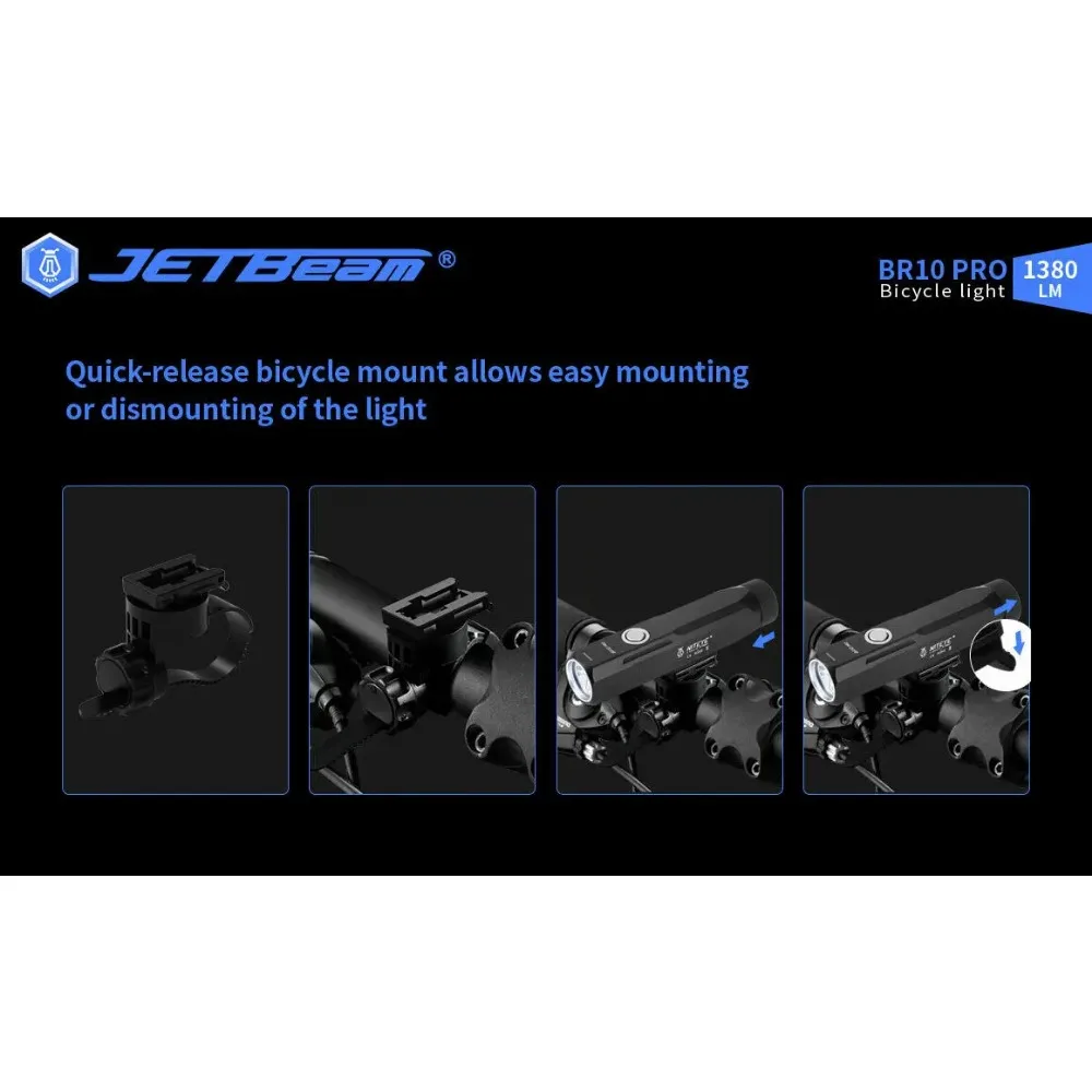 JetBeam BR10 PRO Type-C Rechargeable Bicycle Lighting Bike Light 1380Lumen Cycling Light With 5100mAh Battery