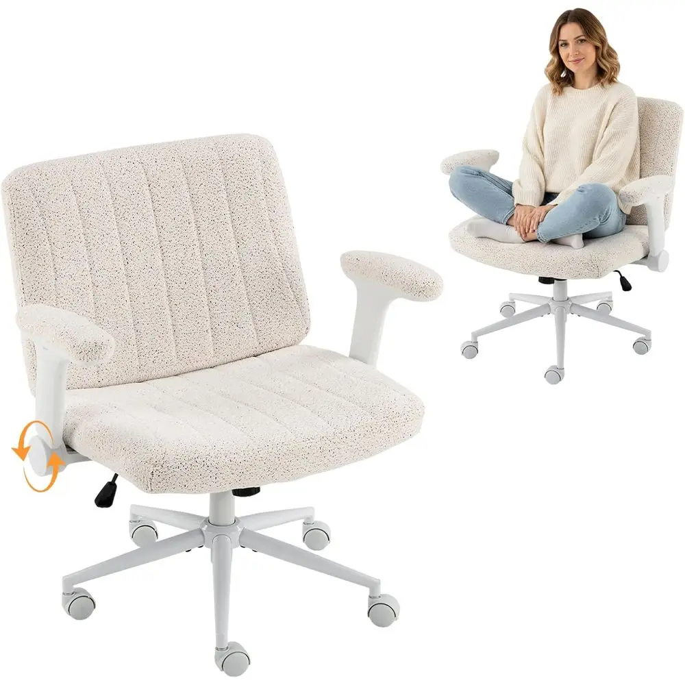 Adjustable Arm, Legged Chair with Wheels, Extra Wide Office Chair, Desk Chair or Home Office, Vanity, Bedroom, Storage, Starry C