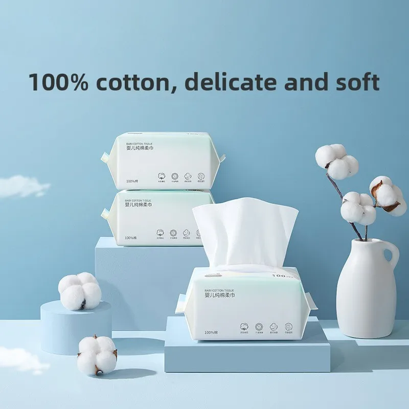 

Baby Pure Cotton Soft Towels! Dry & wet dual-use, 100% cotton skin-friendly, disposable, perfect for baby's face & hand cleaning