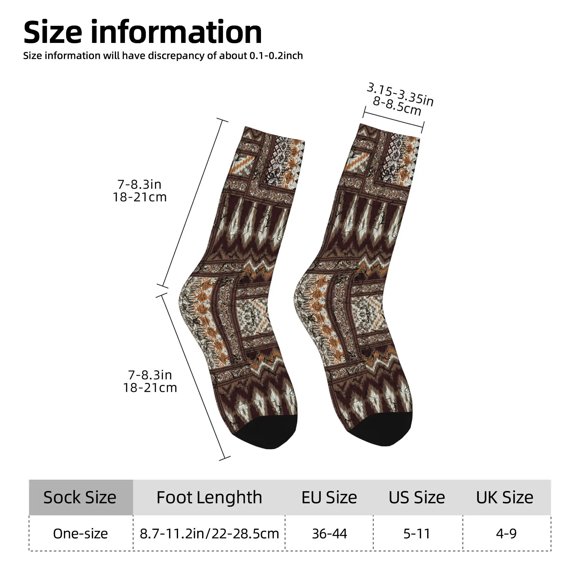 1pc Ethnic Patchwork Pattern Printed Men's Socks  Novelty Hip Hop Harajuku Pattern Crew Sock Casual Gift