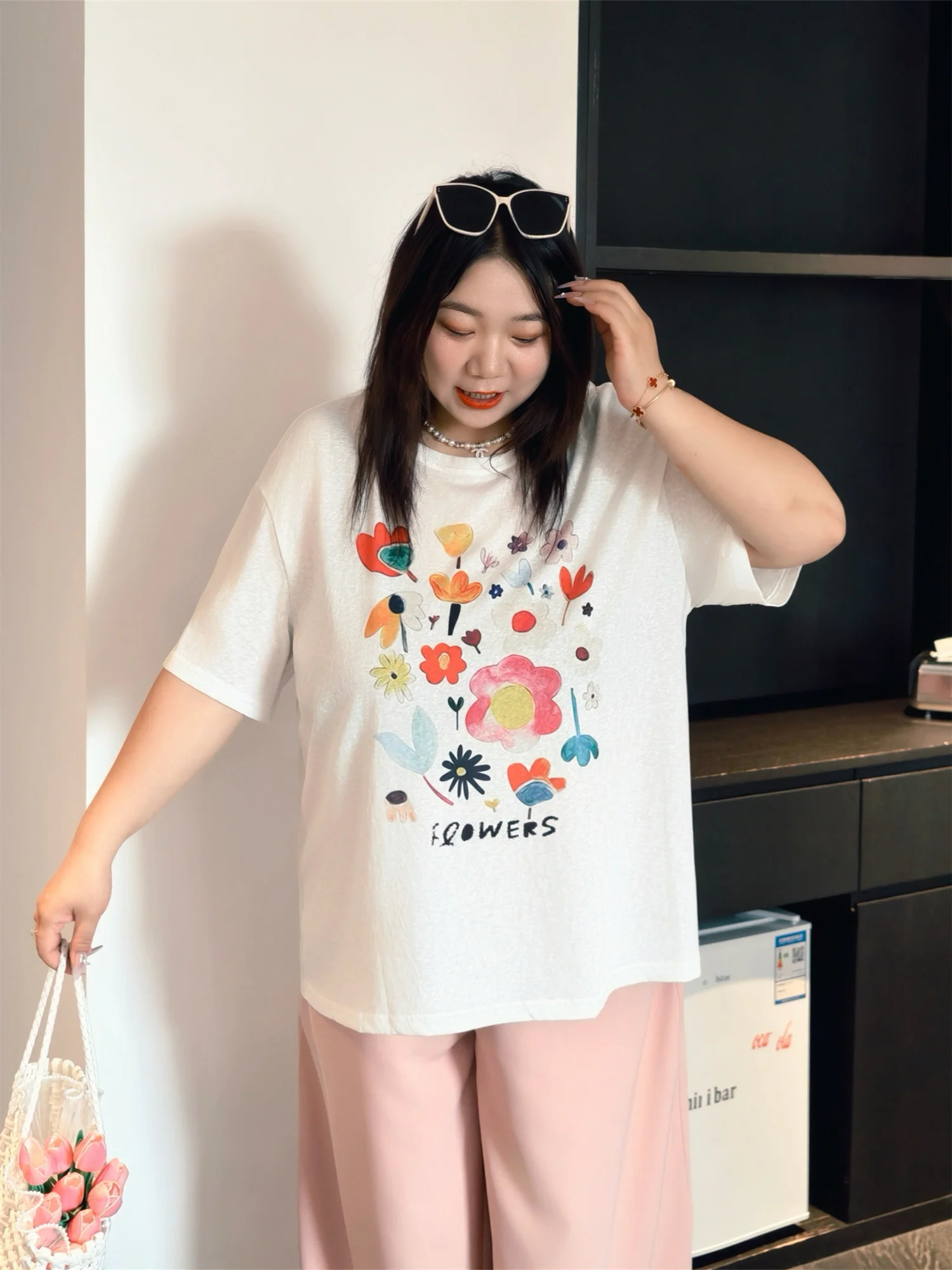 

Loose Casual round Neck Short Sleeve T-Shirt plus Size Women's Summer New Style Comfortable Top Breathable Polyester Blend