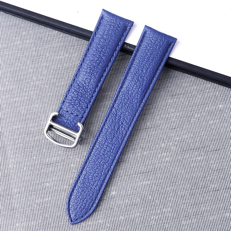 High-end Sheepskin Watch Strap for Cartier Tank Solo London Sandoz Watch Strap for Men Women Blue Genuine Leather Strap Bracelet