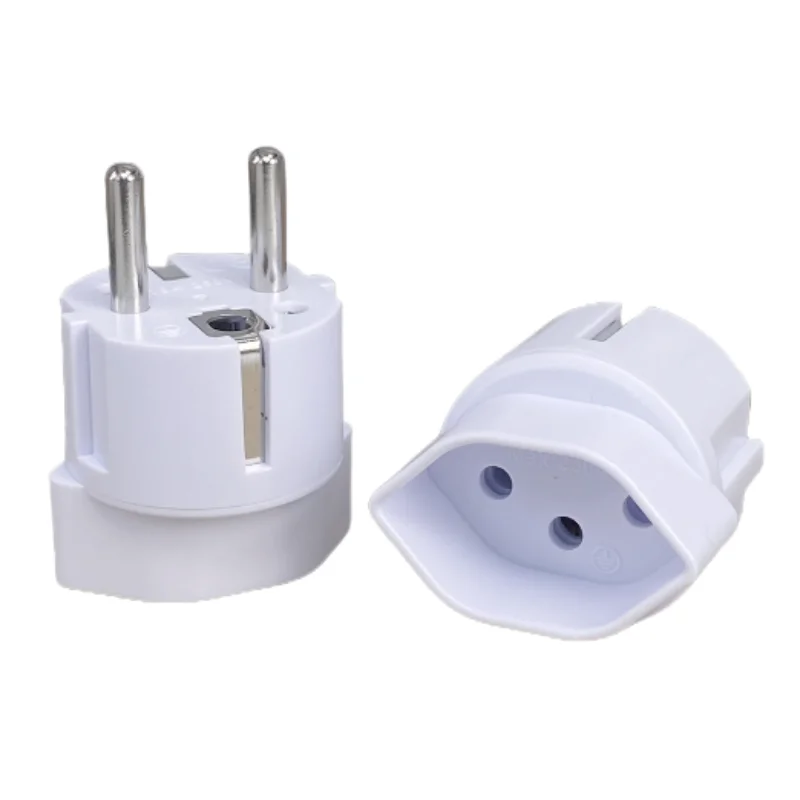 Schuko Germany, France Plug Adapter, Ultra Compact Light Weight - Swiss to Russia, South Korea Travel Adaptor Plug - Type E/F