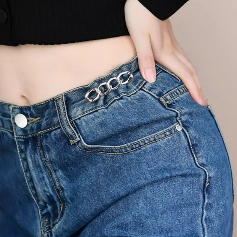 Hebilla de cintura Simple para apretar pantalones, cierre de aleación, ropa, dispositivo de ajuste de cintura retráctil, botón de cintura