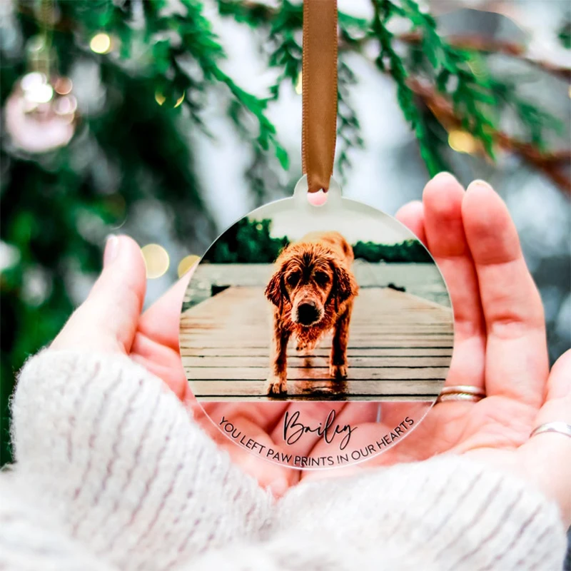 Custom Christmas Dog Memorial Ornament Gift Personalised Photo Pet Cat Lovers Souvenir Album Birthday Present