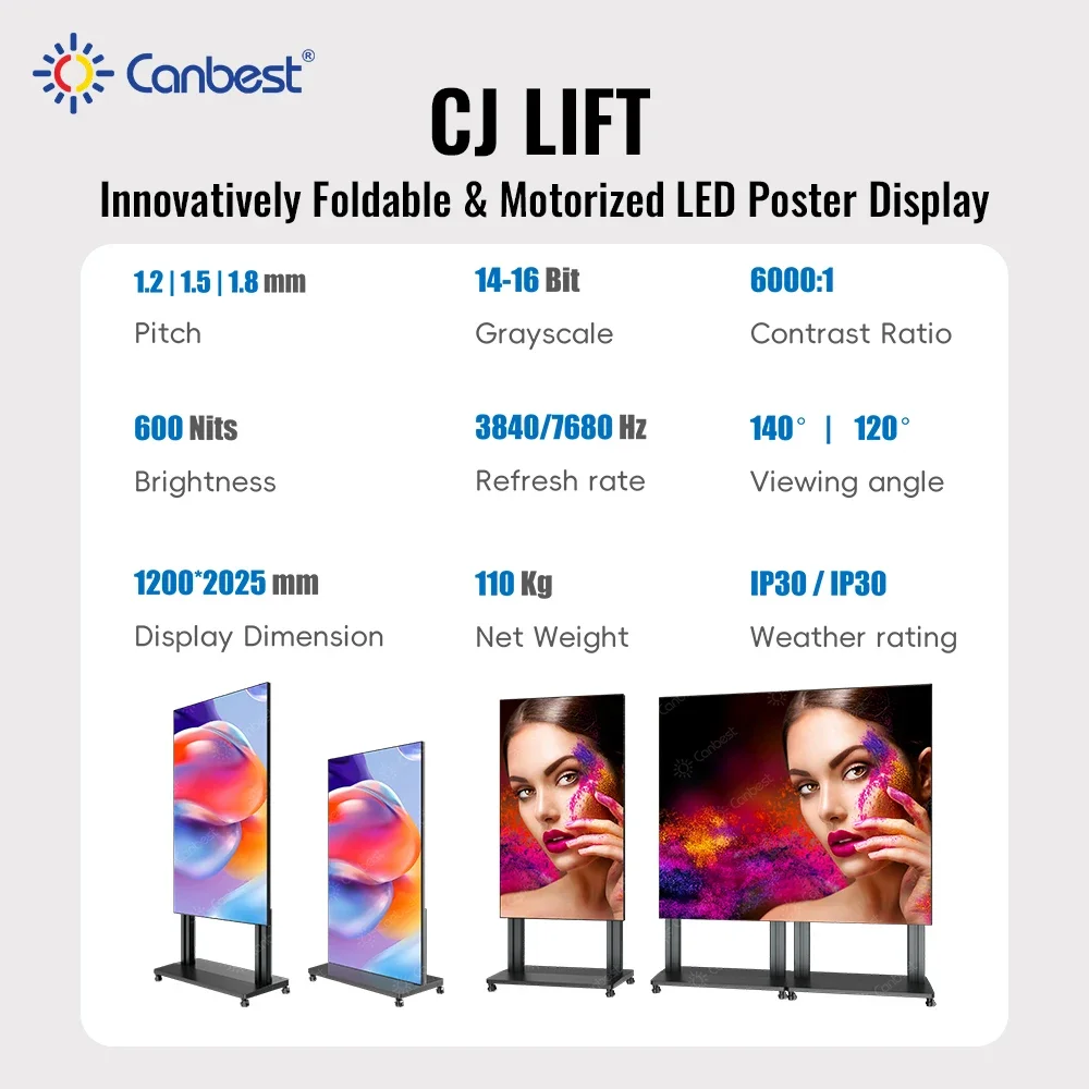 Foldable Motorized Elevation COB GOB Portable Rental LED Display Screen P1.2 P1.5 P1.8 Seamless Indoor Digital Poster for Exhibi - view 6