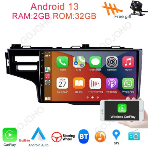 

2G 32GB Android 13 Car Stereo Radio GPS Navi Player CarPlay&Android auto 9 Inches Compatible for Honda Fit 2014-2018