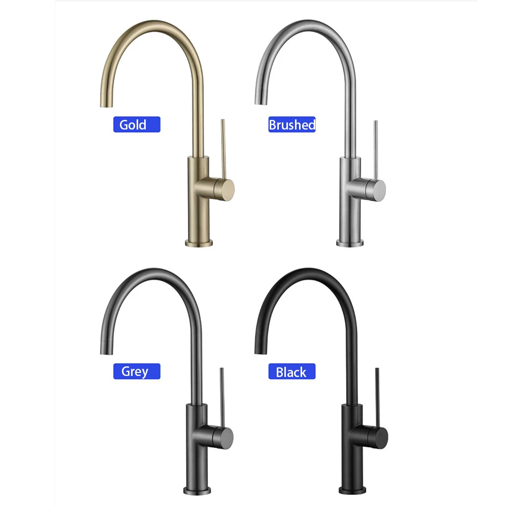 Kitchen Mixer Water 304 Stainless Steel Material 360 Rotation Single Handle Cold & Hot Water Ceramic Valve Core