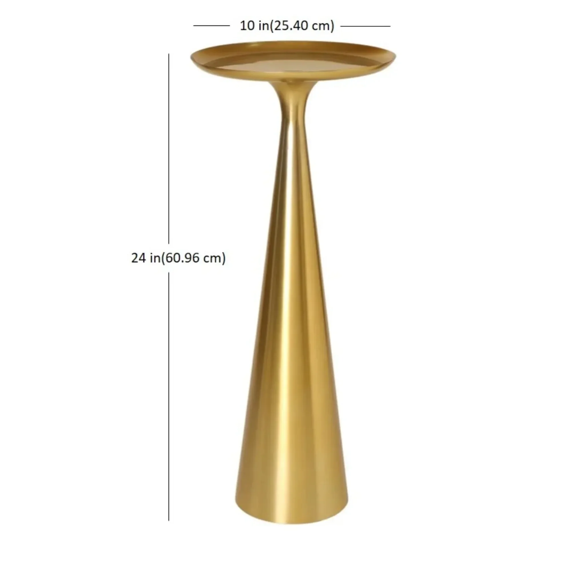 Gold Aged Brass Drink Table, No Assembly Required Side Table for Patio, Deck, Poolside & Outdoor Use, Lightweight