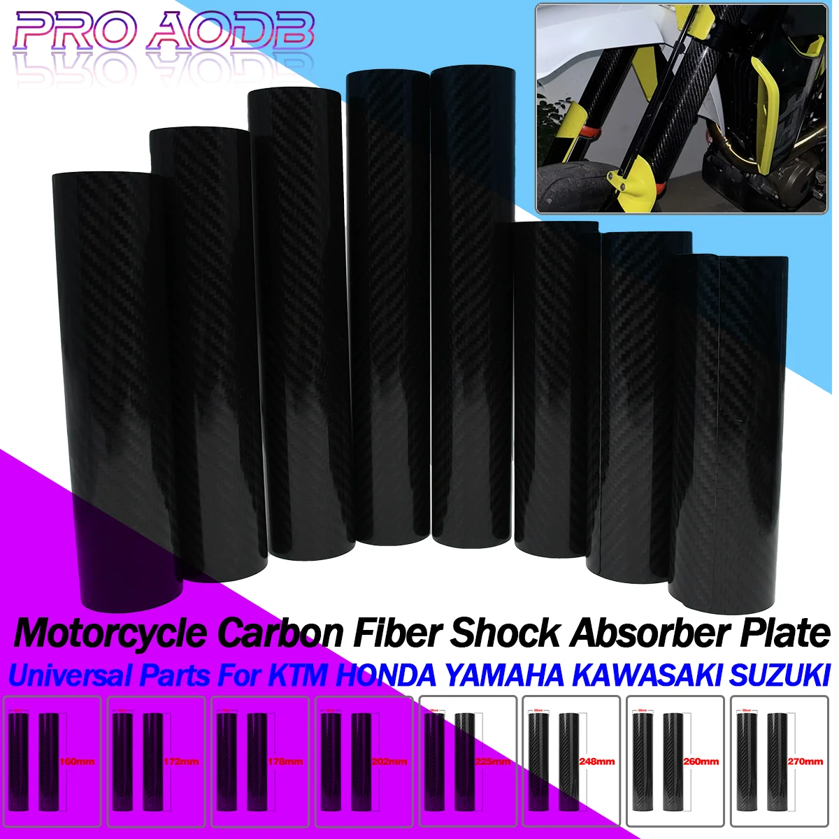 

Motorcycle 160-270MM Carbon Fiber Adjustable Front Fork Shock Guard Protector For KTM EXC SX SXF XC XCF XCW 125 250 350 450 530