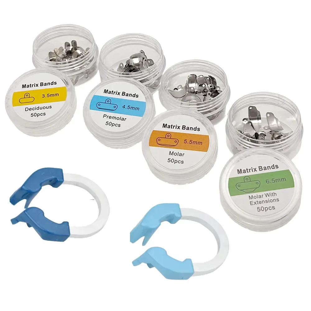 

Stainless Steel Dental Matrix Band Kit with Holders Separating Clips for Tooth Filling Composite Restoration