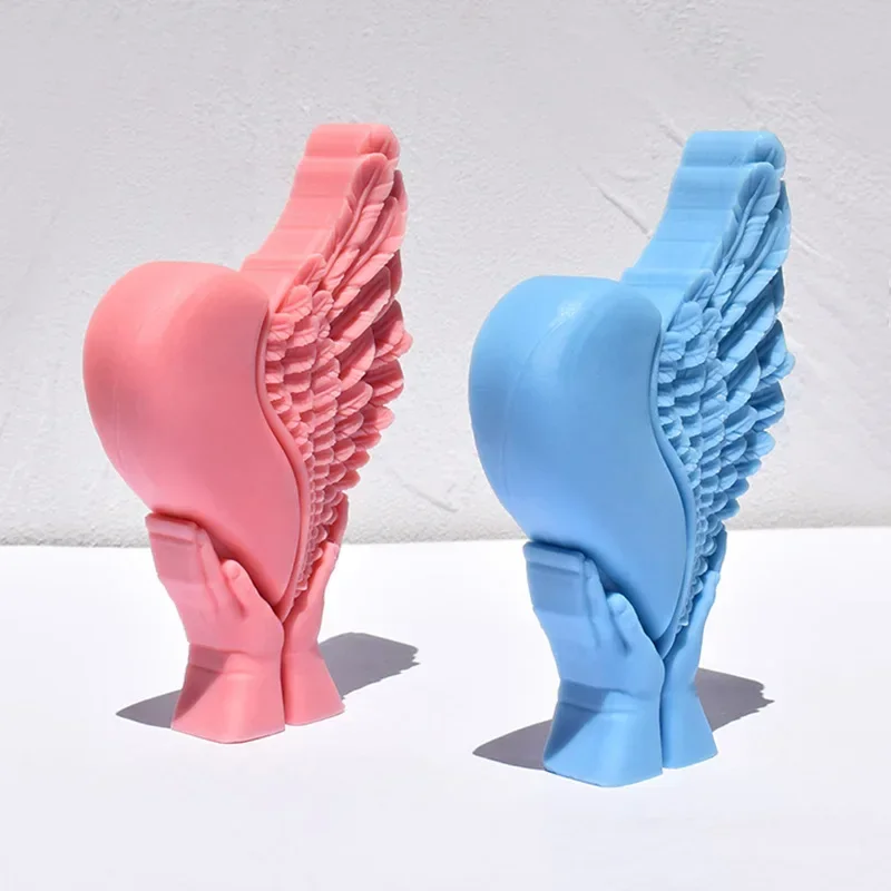 Hand Holding Love Wings Silicone Candle Mold DIY Angel Wings Plaster Crafts Resin Soap Candle Making Supplies Home Art